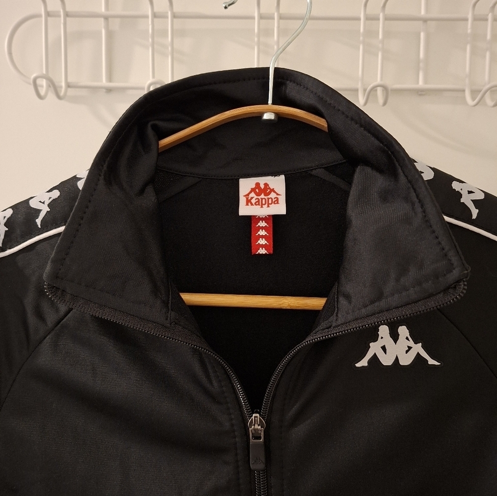 Kappa Women's Classic Black Track Jacket with White Accents (Size XS)